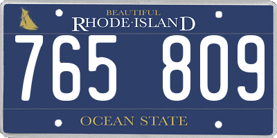 RI license plate 765809