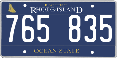 RI license plate 765835
