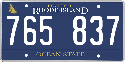 RI license plate 765837