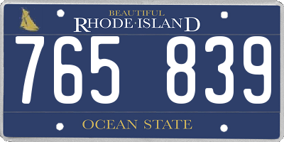 RI license plate 765839