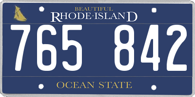 RI license plate 765842
