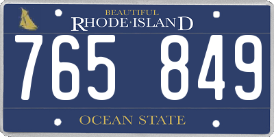 RI license plate 765849