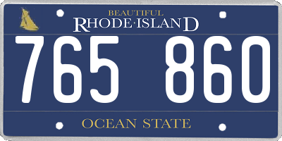 RI license plate 765860