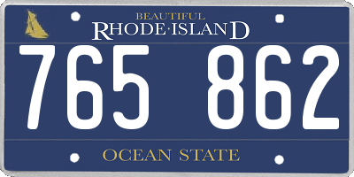 RI license plate 765862