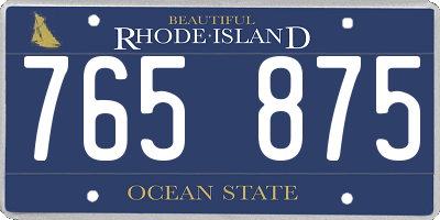 RI license plate 765875