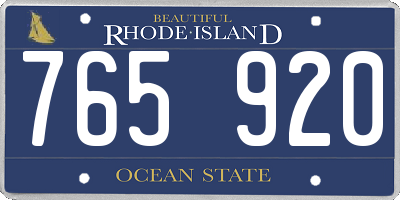 RI license plate 765920