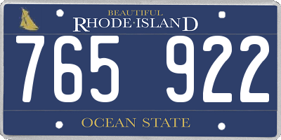 RI license plate 765922