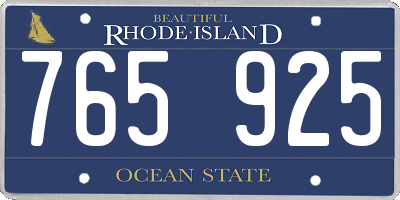 RI license plate 765925