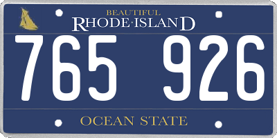 RI license plate 765926
