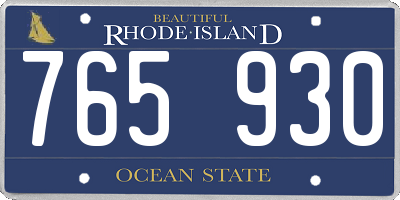 RI license plate 765930