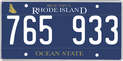 RI license plate 765933