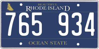RI license plate 765934