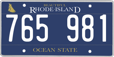 RI license plate 765981