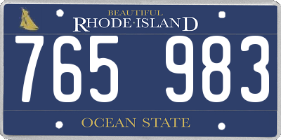 RI license plate 765983