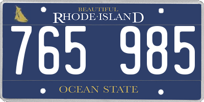 RI license plate 765985