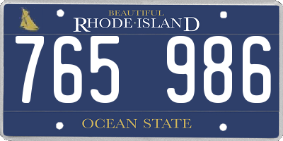 RI license plate 765986