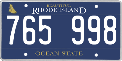 RI license plate 765998