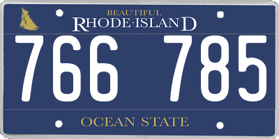 RI license plate 766785