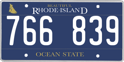 RI license plate 766839