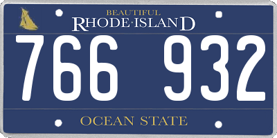 RI license plate 766932