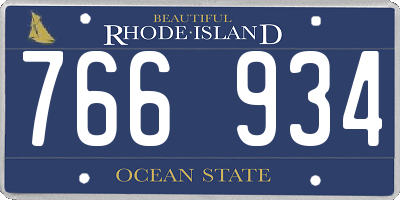 RI license plate 766934