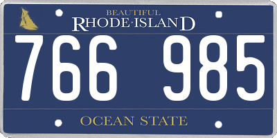 RI license plate 766985