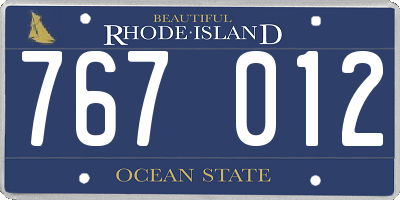 RI license plate 767012