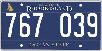 RI license plate 767039
