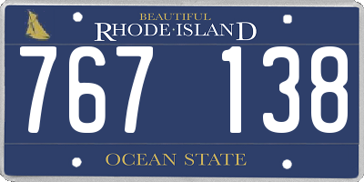 RI license plate 767138