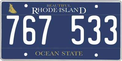 RI license plate 767533