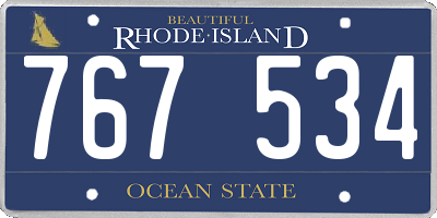 RI license plate 767534
