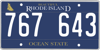 RI license plate 767643