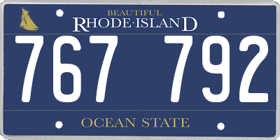 RI license plate 767792