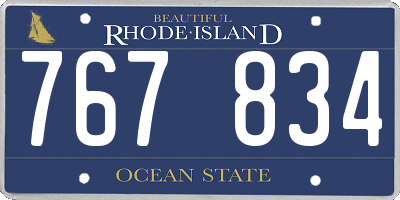 RI license plate 767834