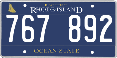 RI license plate 767892