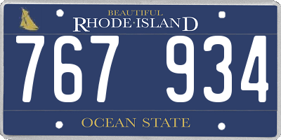 RI license plate 767934
