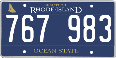 RI license plate 767983