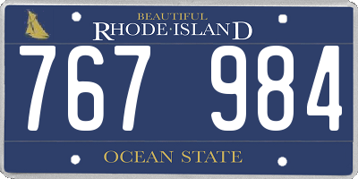 RI license plate 767984