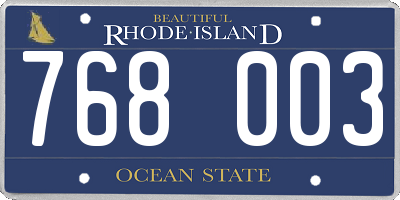 RI license plate 768003