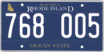 RI license plate 768005