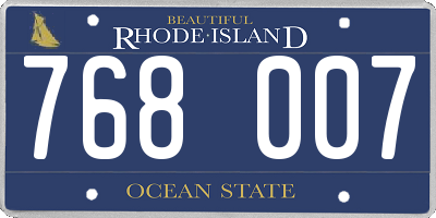 RI license plate 768007