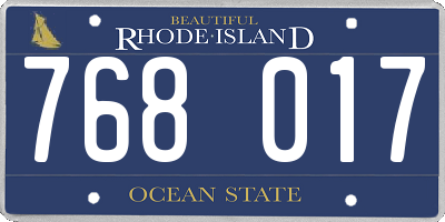 RI license plate 768017