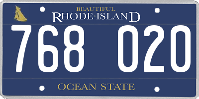 RI license plate 768020