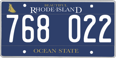 RI license plate 768022