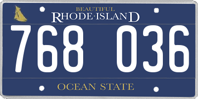 RI license plate 768036