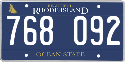 RI license plate 768092