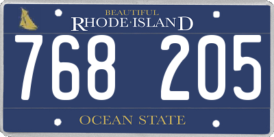 RI license plate 768205