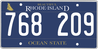 RI license plate 768209