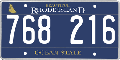 RI license plate 768216