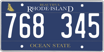 RI license plate 768345